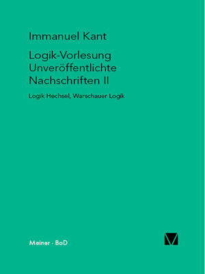cover image of Logik-Vorlesung. Unveröffentlichte Nachschriften II